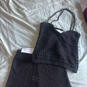 Black Crochet Top and Shorts Set - new